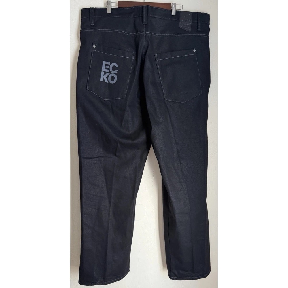 Ecko Unltd Jeans 44x35 Black Relaxed Y2K Hip Hop Baggy Logo Denim - Picture 7 of 12
